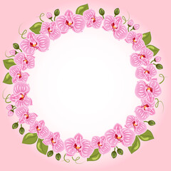 round wreath of orchid flowers