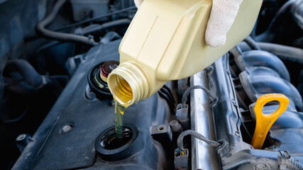 replacing engine oil in a car