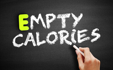 Empty calories text on blackboard, concept background