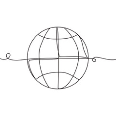 Continuous one line drawing of sphere planet. Minimal style. Perfect for cards, party invitations, posters, stickers, clothing.