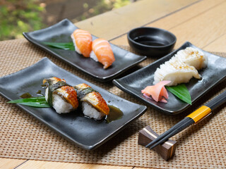 Japanese Menu - Variety of Japanese sushi on the table