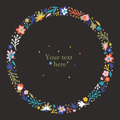 flower doodle wreath, autumn or summer mood 6.2 1