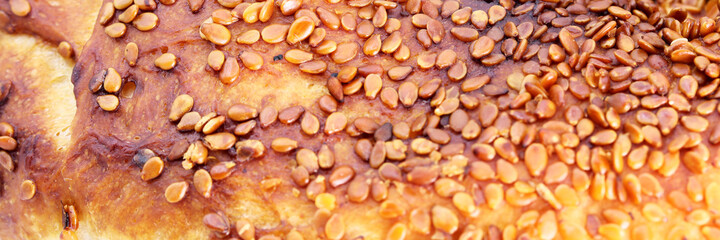 close-up of bread with sesame