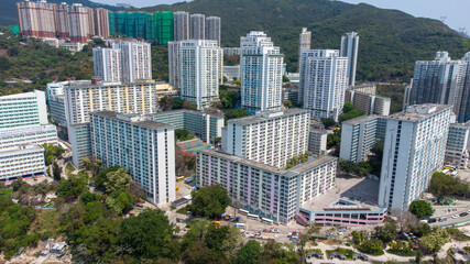 2021 Mar 19,Hong Kong.Wah Fu Estate is a public housing estate located next to Waterfall Bay, Pok...