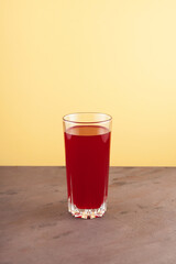 Salgam in drinking glass. Popular Turkish fermented drink, made from fermented purple carrots, turnips or beets