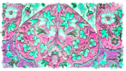 folk pattern purple with turquose pink crimson elements pattern watercolor background