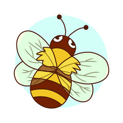 Bee Flying Animal Kids Drawing Cartoon. Insect Mascot Vector Illustration. Honeybee Cute Character