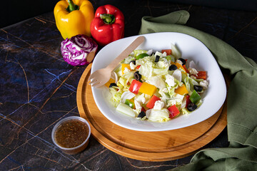 Healthy Fruits and vegetable salad photoshoots on dark background.