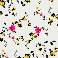 Floral seamless pattern. Hand drawn. For textile, wallpapers, print, wrapping paper. Vector stock illustration.