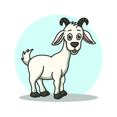 Goat Animal Kids Drawing Cartoon. Sheep Mascot Vector Illustration. Zoo and Jungle Mammal Cute Character