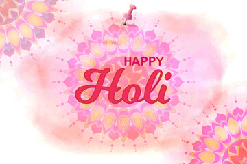 Happy Holi Mandala Watercolour Poster Banner Template Background