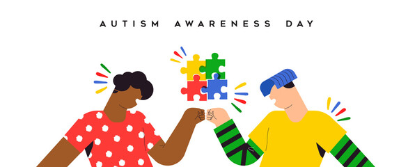 Autism Awareness Day friends fist bump banner