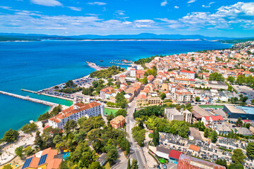 Naklejka na ściany i meble Crikvenica. Town on Adriatic sea waterfront aerial view
