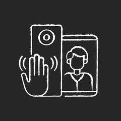 Video intercoms chalk white icon on black background. Sensor technology capable of detecting gestures that trigger bell signal. Special smart home devices. Isolated vector chalkboard illustration