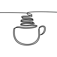 continous handdrawing line art of coffee cup minimalist for coffee shop logo, cafe logo brand template, coffee shop decoration element, backdrop design template, and food beverage business logo