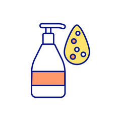 Bottle with a drop of liquid RGB color icon. Microparticles of plastic in chemical substances. Toxic liquids. Harmful household chemicals. Freshwater pollution. Isolated vector illustration