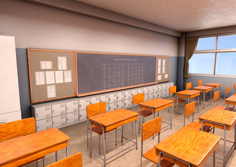 3D Rendering Japanese Classroom