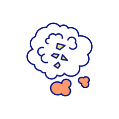 Environmental pollution with microplastic particles RGB color icon. Top environmental challenges. Air pollution with nanoplastick. Global warming problem. Isolated vector illustration