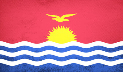 Horizontal Abstract Grunge Brushed Flag of Kiribati on Transparent Grid. Vector Template.