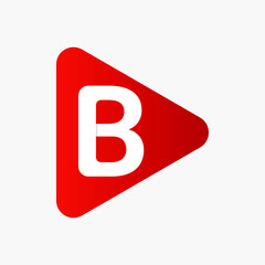  Initial Letter B Logo with Play Icon Concept. Creative Minimal Alphabet Emblem Design Template. Graphic Symbol for Corporate Business Identity.Creative Vector Graphic Element.