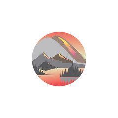 mountain landscape nature vector illustration small circle design with color