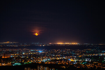 Fototapeta na wymiar View of Skopje cityscape at night