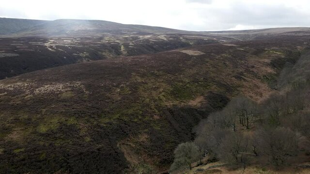 Digley Reservoir Peak District Holmfirth West Yorkshire moors Drone Fly Over Aerial View  