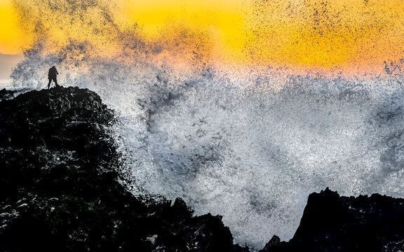 Morning waves crashing on the shoreline in Natures Valley, Plettenberg Bay
