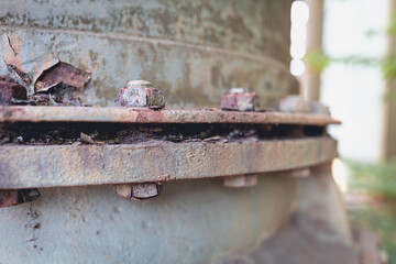 old rusty screwing of an ventilation system in Landschaftspark Duisburg