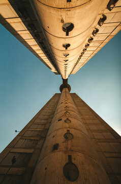 Low angle view of Genex Tower in Belgrade city