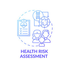Health risk assessment blue gradient concept icon. Patient diagnostics and checkup for disease. Family doctor appointment idea thin line illustration. Vector isolated outline RGB color drawing