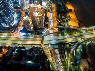 Aerial photography of urban road overpass in Fuzhou, China