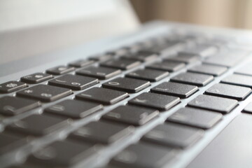 Close-up of a laptop keyboard. Selective focus.