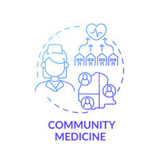 Plakat Community medicine blue gradient concept icon. Public healthcare service. Therapist assistance. Family doctor idea thin line illustration. Vector isolated outline RGB color drawing