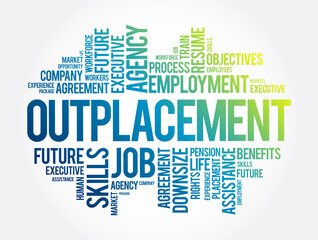 Outplacement word cloud collage, business concept background