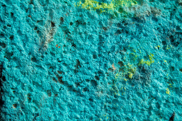 Obraz premium texture of a green wall covered with with torn old paper and plaster, style grunge, space for text, space for copy