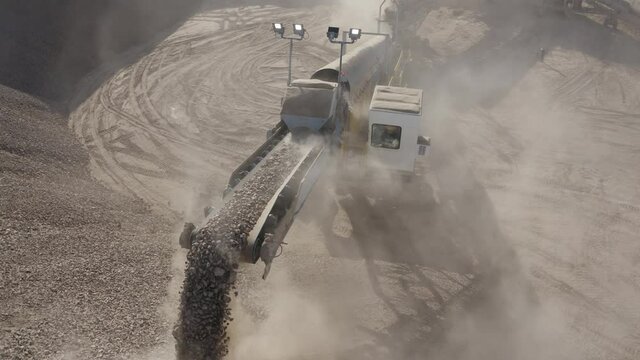 aerial view of the quarry conveyor stacker