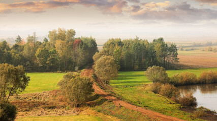 jesień na Podlasiu- rzeka Narew - obrazy, fototapety, plakaty