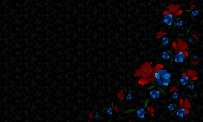 Pattern z kwiatami i  ozdobnymi kwiatami na przy krawędziach © Kordiush