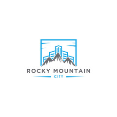 Rocky mountain city logo design vector