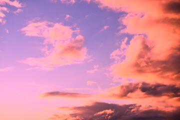 pink sky at sunset with clouds