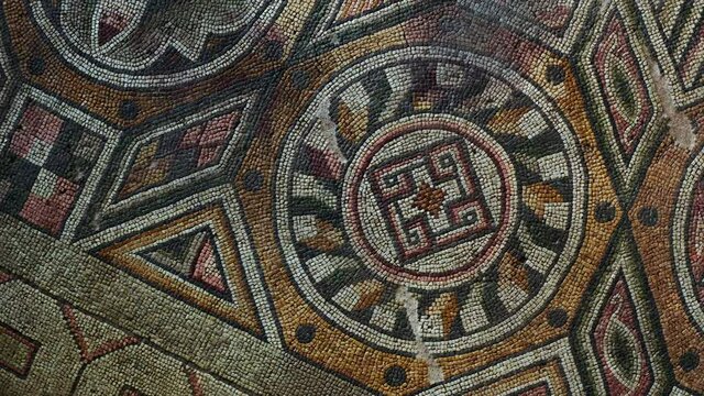 Kahramanmaras Turkey
Germanicia Ancient city Mosaics. 
It was made by the Romans as a floor mosaic. 4K. roset mosaics.