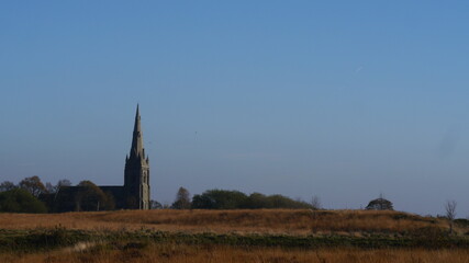 church in a clear blue sky