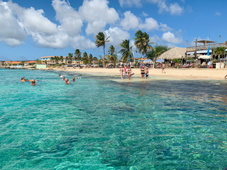 Tropical island. Caribbean beach. Turquoise crystal water