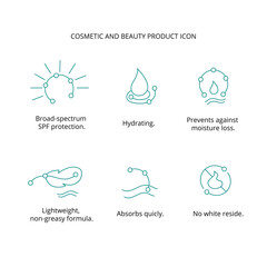 Cosmetic and beauty product icon set for web, packaging design. Vector stock illustration isolated on white background. EPS10