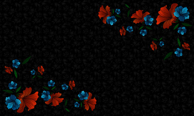 Pattern z kwiatami i  ozdobnymi kwiatami na przy krawędziach © Kordiush