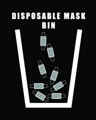 Simple symbol of a waste bin for a disposable mask