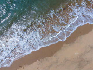 Aerial photography coastline beach waves