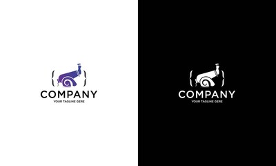 cannon and snail logo design