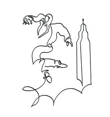 One line drawing of jumping businessman over clouds.
One continuous line drawing of successful businessman concept.
